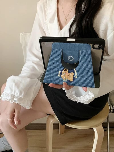 黃油小熊Lucky day 牛仔布藝可愛小熊平板保護套5