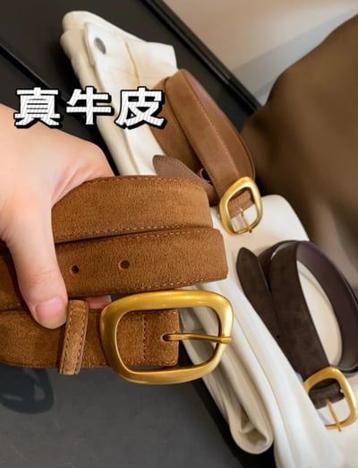 穿搭耐看款  真皮高品質絨面磨砂牛皮腰帶1