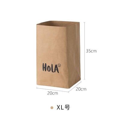 歐美風可水洗牛皮紙袋 多尺寸手捲花盆雜物收納袋食材分裝袋6