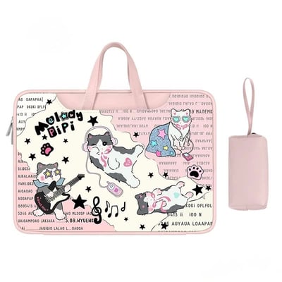 搖滾貓 粉色貓咪插畫風多功能旅行電腦包6