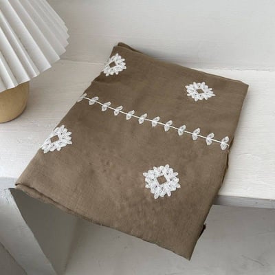 民族風茉莉花刺繡棉麻圍巾 防曬披肩兩用圍巾12