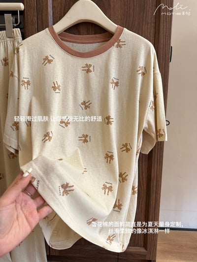 夏日涼感舒適雪花棉精靈睡衣 高級感透氣居家套裝7
