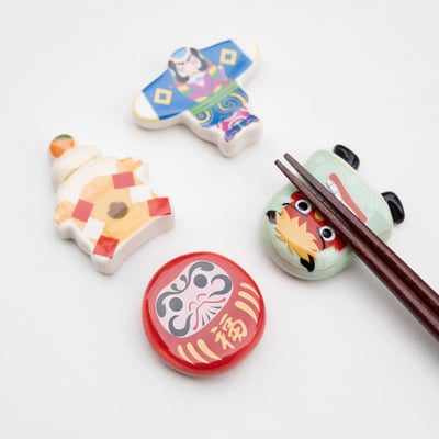 日式復古童趣筷枕 達摩武士陶瓷筷架3