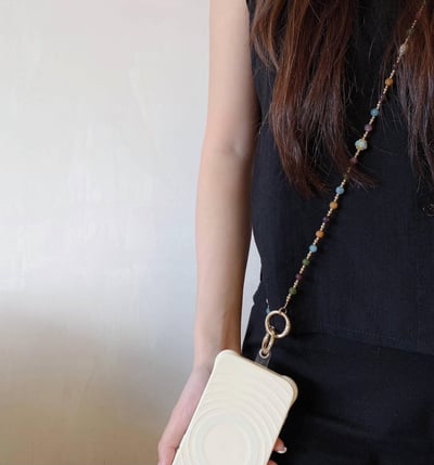 高級感多彩天然石手機掛繩手機背帶3