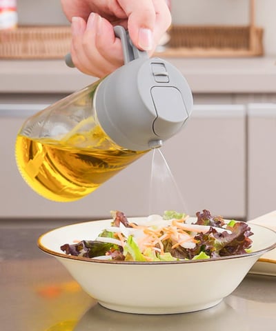 日本3coins限定 2WAY噴霧式油瓶 460ml (灰色/米白)3