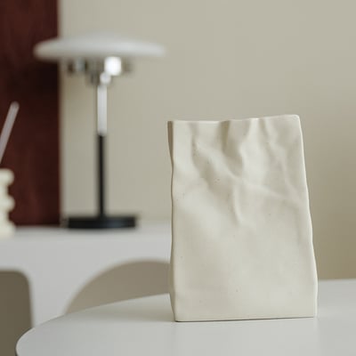 ins風高級感擺件 奶油皺褶紙袋花瓶6