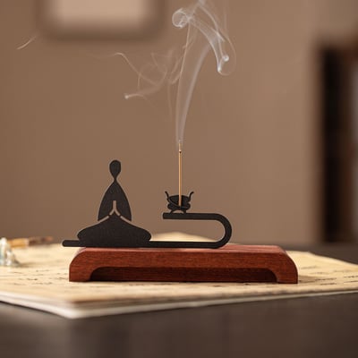 中式禪意悟道小僧線香座 靜心冥想香插擺3