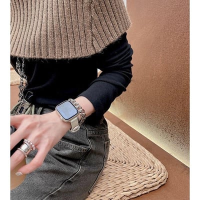 真皮拼接雙圈Apple watch錶帶8