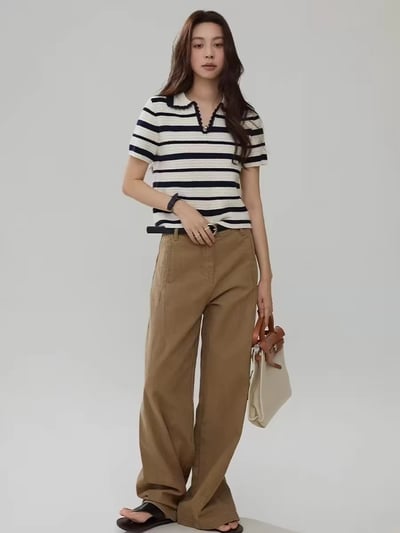 撞色條紋設計 輕奢針織POLO衫3