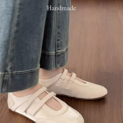 一穿就變溫柔的復古乳白色 芭蕾平底鞋1
