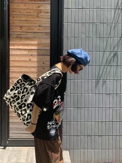原宿風豹紋帆布包7