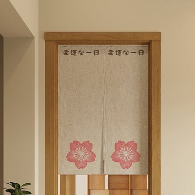 日式多款和風棉麻門簾 80×120cm對開式5