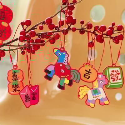 馬上有財 七彩馬新年吊牌掛飾30枚組3