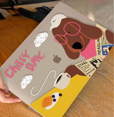 Chilly day悠閒冷冷天臘腸狗MAC蘋果筆電保護殼2