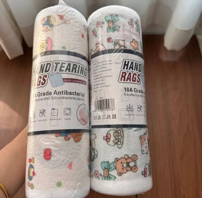 INS風手撕懶人抹布   買一送一 手繪印花乾濕兩用廚房清潔布4