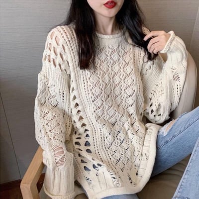 鏤空破洞慵懶風韓系毛衣6