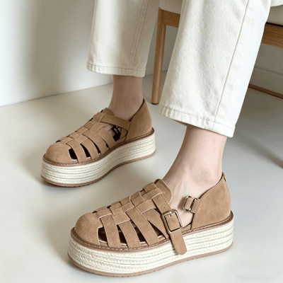 日系復古草編厚底羅馬涼鞋2