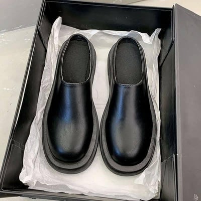 韓系包頭大尺碼半拖皮鞋12