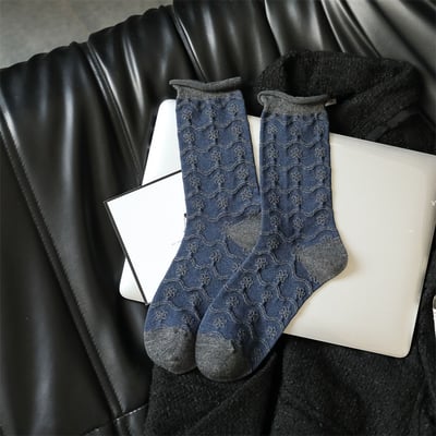 小紅書同款牛仔藍復古中筒襪5雙組7