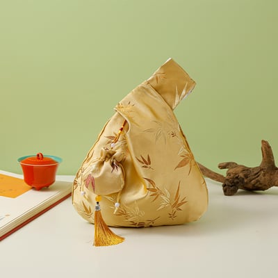 端午節禮物  竹報平安 新中式竹紋綢布手提袋7