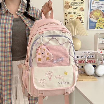 新款高顏值可愛雙肩書包 大容量減壓背包送同款萌系零錢包5