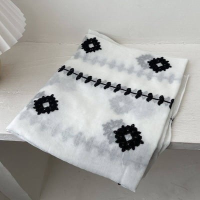 民族風茉莉花刺繡棉麻圍巾 防曬披肩兩用圍巾11