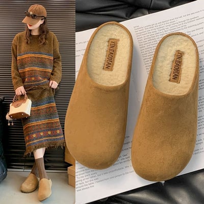冬季質感新寵 暖暖毛裡款  厚底勃肯半拖鞋5