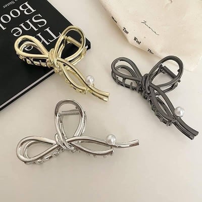 氣質高級感珍珠蝴蝶結髮夾1