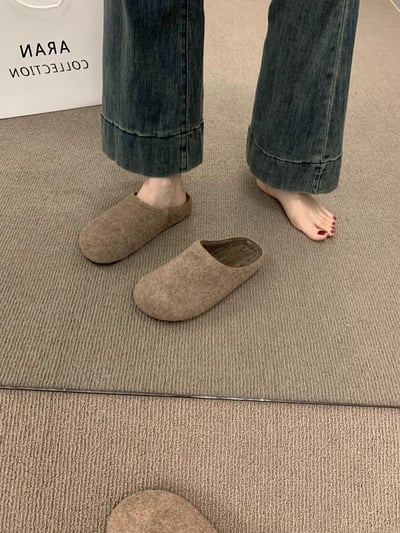 【寬腳友善】 秋冬復古勃肯外穿保暖款懶人鞋6