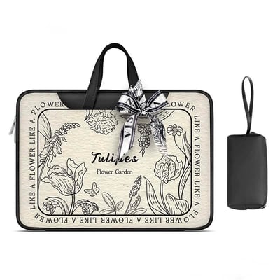 優雅鬱金香 黑白鬱金香多功能旅行電腦包4