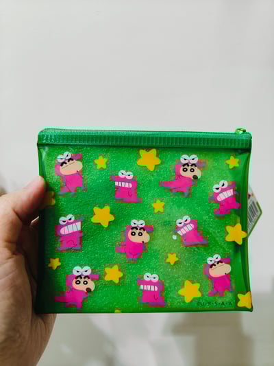 日本蠟筆小新綠色PVC小收納包2