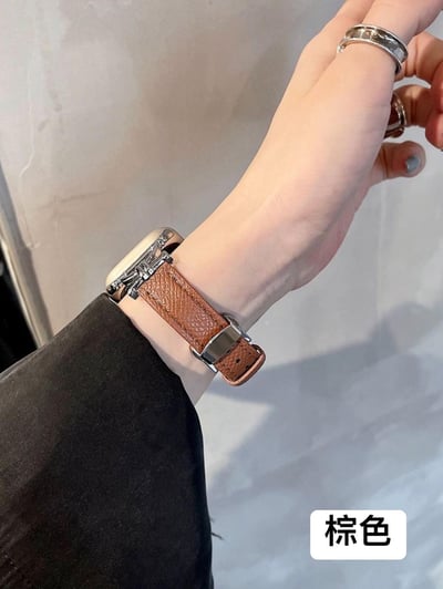 真皮金屬D字蝴蝶扣Apple watch錶帶8