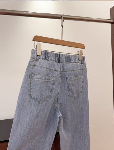 韓國訂單款超薄夏季闊腿牛仔褲4