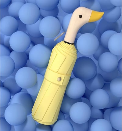 木製鴨頭 可愛小鴨晴雨兩用自動傘4