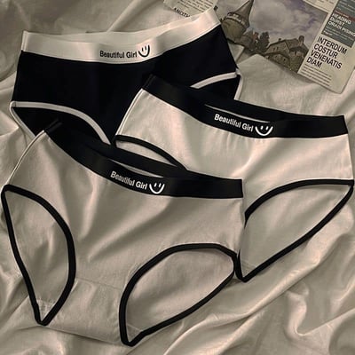 黑白拼色運動風 舒適腰圍中大女童三角內褲組2