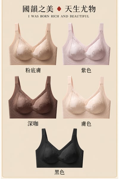 低調刺繡感國風軟支撐無痕固定杯內衣7
