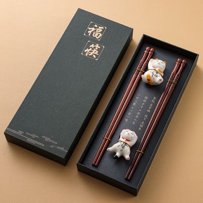 中國風實木防滑筷兩雙組禮盒 質感餐桌的儀式感小物11