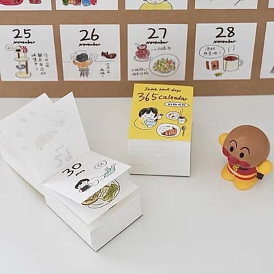 2027手繪插畫365日迷你日曆 一日一頁可撕・桌上小台曆  3入組3