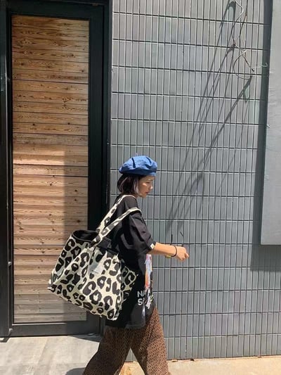 原宿風豹紋帆布包6