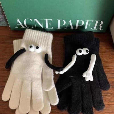 磁吸針織毛線牽手手套1