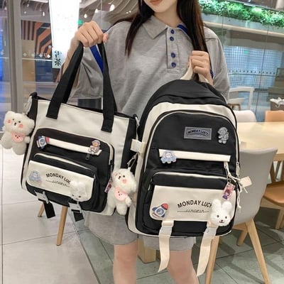 拼色系列 防潑水中小學生書包加補習袋1