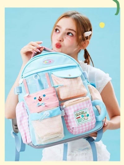 奶萌學院風雙肩包 附牛奶盒造型筆袋7
