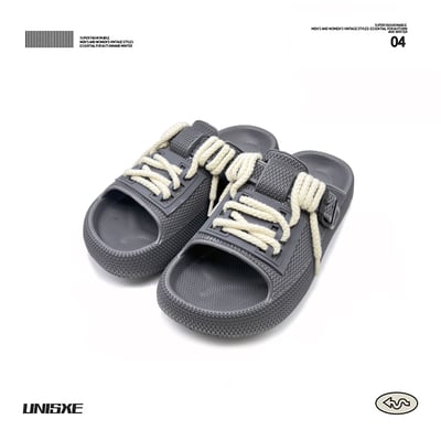 情侶款個性厚底設計感DIY鞋帶拖鞋6