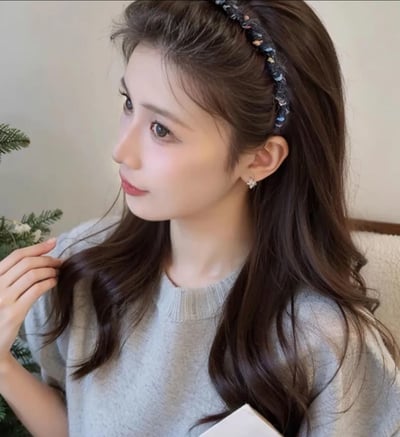 彩色毛絨絨針織波浪發箍5