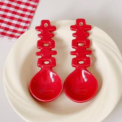 百年好合雙喜陶瓷湯匙組1