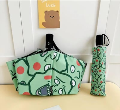 超人100 醜醜小酒窩折疊晴雨兩用自動傘5