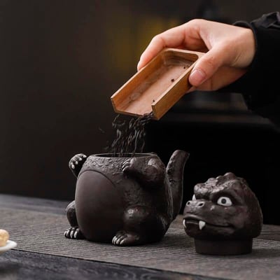 風鳴哥吉拉創意泡茶紫砂壺5