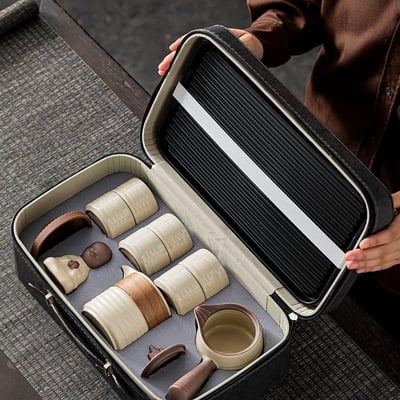 汝窯米黃色側把手功夫茶具套裝3