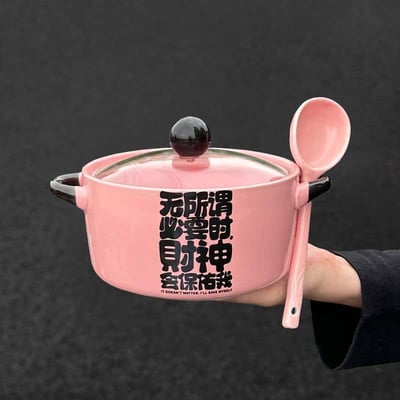 粉色創意文字陶瓷泡麵碗4