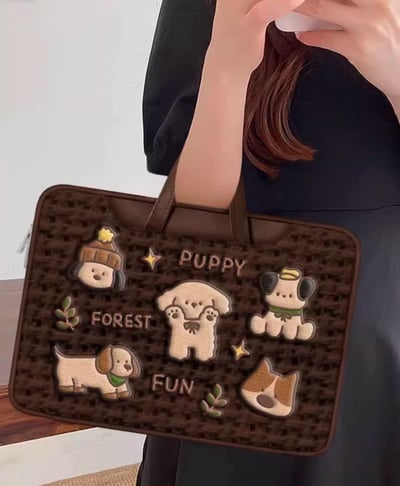 暖棕小狗兒 可愛小狗棕色多功能旅行電腦包2